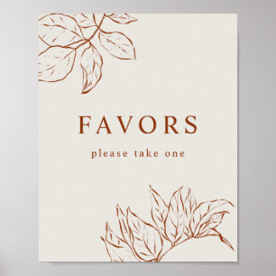 Affiche Favoriser le Baby shower botanique orange brûlé