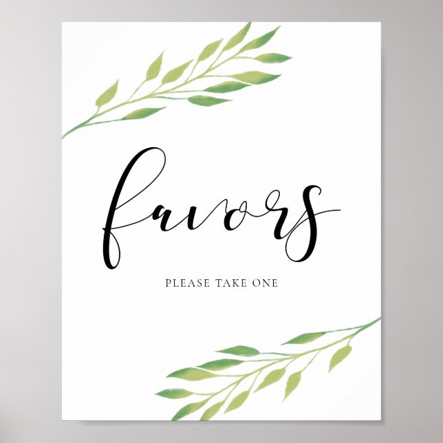 Affiche Favoriser le signe mariage feuille vert Aquarelle (Devant)