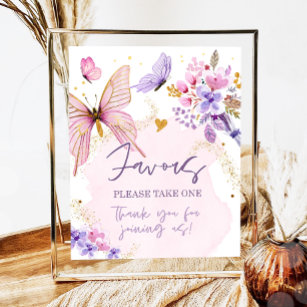 Affiche Favoriser Papillon Floral Jardin Douche Anniversai