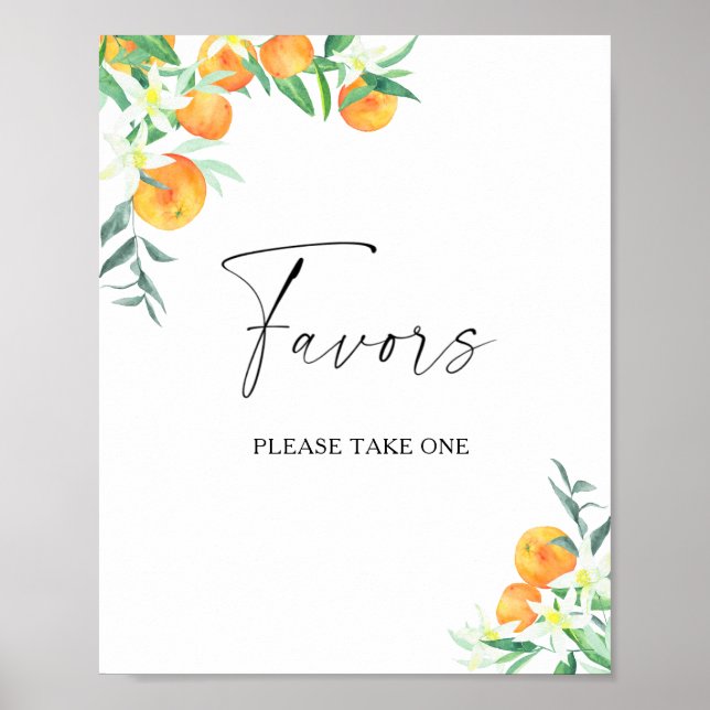Affiche Favors de mariage à l'aquarelle citrus - prenez-en (Devant)