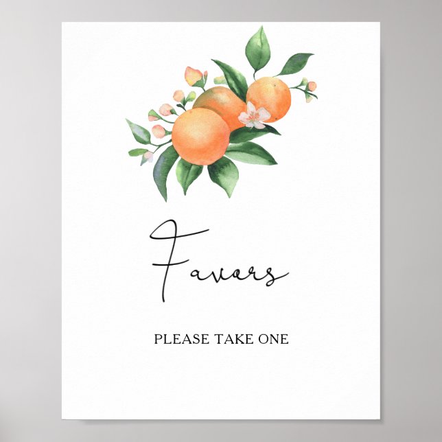 Affiche Favors de mariage à l'aquarelle citrus - prenez-en (Devant)