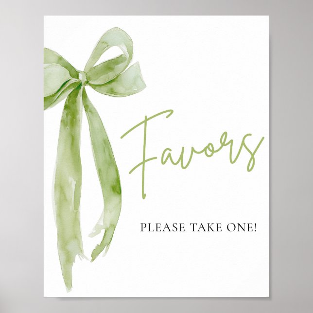 Affiche Favors Panneau Élégante Coquette Arc Vert Aquarell (Devant)