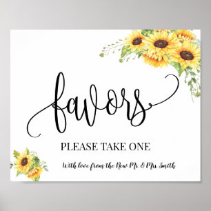 Affiche Favors party sign wedding reception boho sunflower