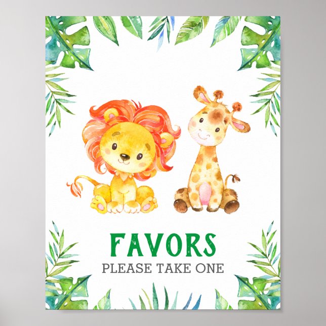 Affiche Favors Please Take One Wild Safari Birthday Party (Devant)