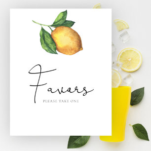 Affiche Favors pour une baby shower aquarelle citron