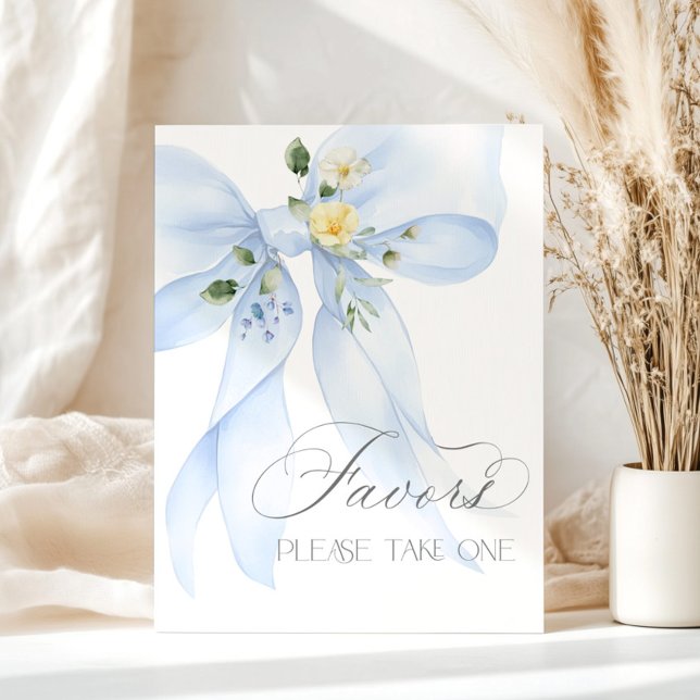 Affiche Favors shower bébé aquarelle Ruban Bleu (Créateur téléchargé)