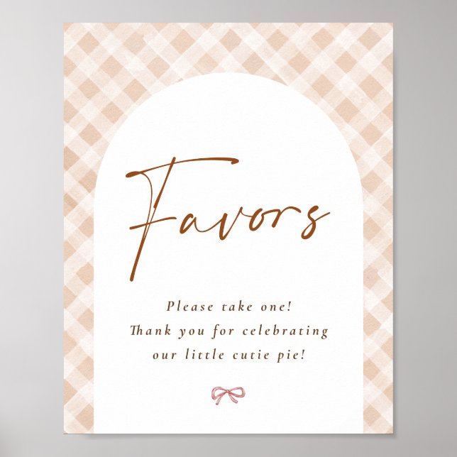 Affiche Favors Sign Cutie Pie Thanksgiving Baby Shower (Devant)