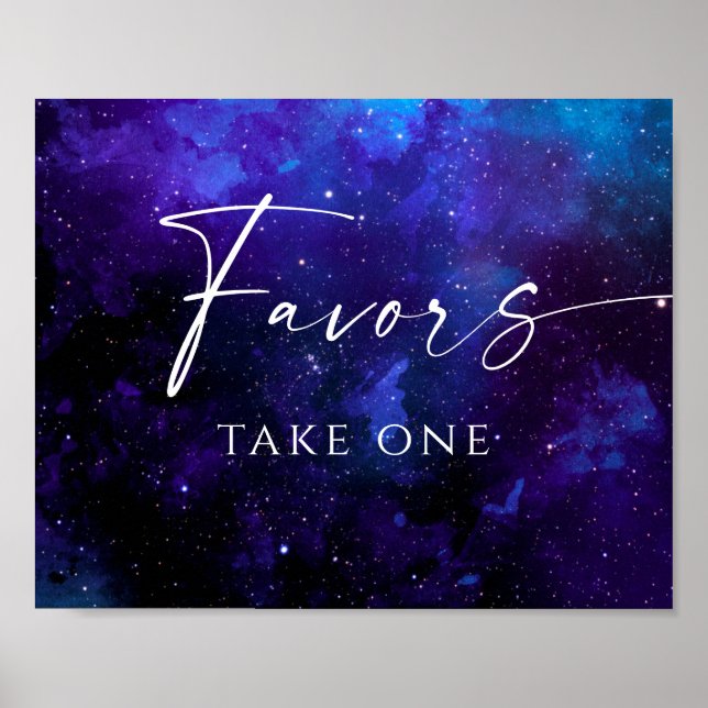 Affiche Favors Space Wedding Sign | Starry Night Galaxy (Devant)