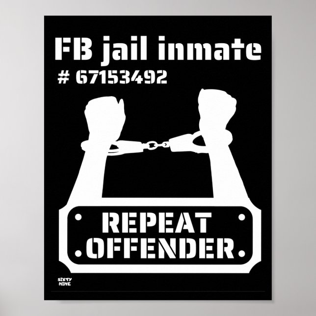 Affiche "FB JAIL INMATE" drôle de détenu (Devant)