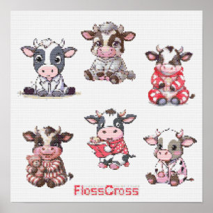 AFFICHE FC CROSS-STITCH COW STICKERS!