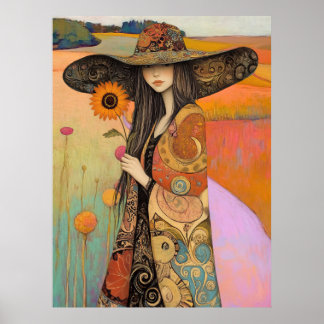 Affiche *~* FD2 11 Fille d'automne lunaire Autumn Retro Fl