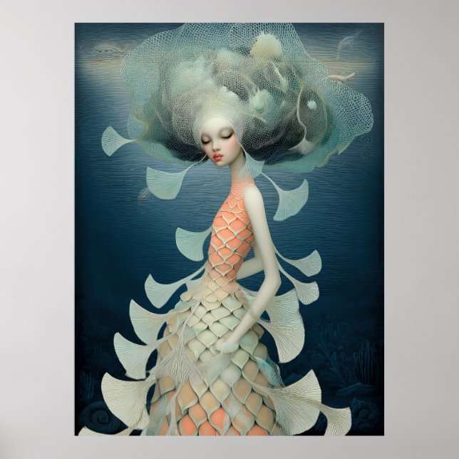 Affiche *~* FD2 12  Déesse de l'Eau Fantastique Mer Sirène (Devant)