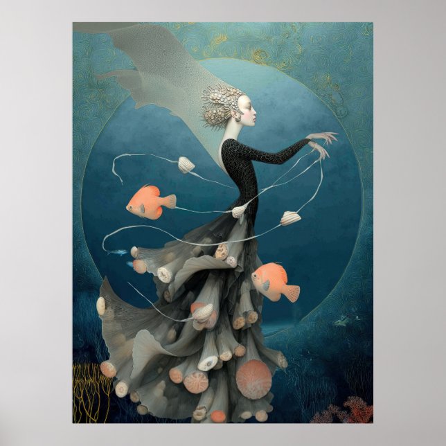 Affiche *~* FD2 15  Déesse de l'Eau Fantastique Mer Sirène (Devant)