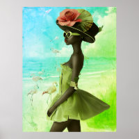 *~* FD2 25 Gras Flamant rose Tropical Black Woman