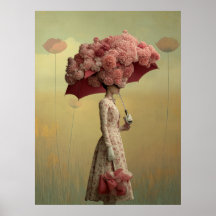 *~* FD2 26 Surreal Retro Flowers Umbrella Vintage