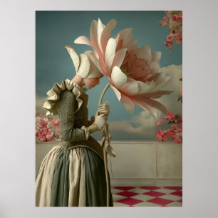 Affiche *~* FD2 29 Femme Fleurs Rétro Floral Surréaliste