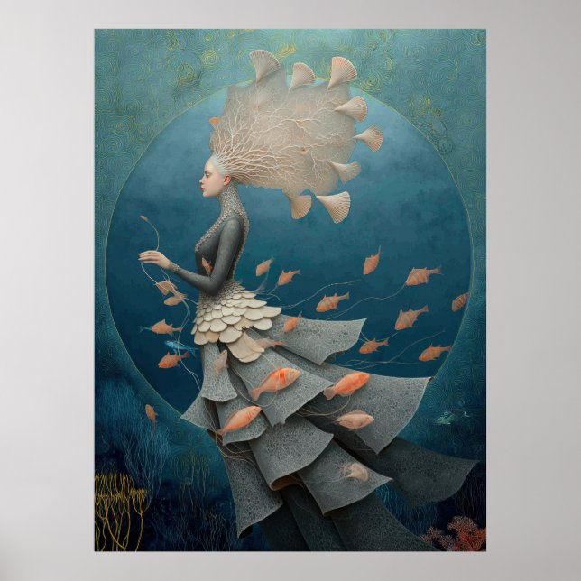 Affiche *~* FD2 7  Déesse de l'Eau Fantastique Mer Sirène  (Devant)