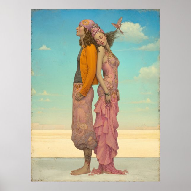 Affiche *~* FD2 Amour Rétro Romantique Boho Couple 22 (Devant)