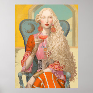 Affiche ^~* FD2 Blonde Bohemian Boho Cocktail Femme 9