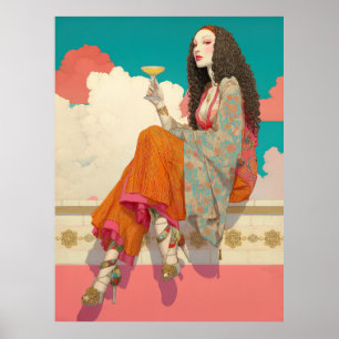 Affiche ^~* FD2 Bohème Bohème Cocktail Glam Femme 13