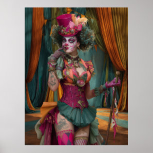 Affiche FD2 Cirque Clown Art 12 Vintage Retro Carnival art