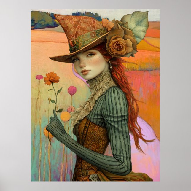 Affiche *~* FD2 Floral Fall Girl Automne Retro Casquette 2 (Devant)