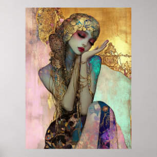 Affiche *~* FD2 Orné Nouveau Fantastique Femme Éthérée 34