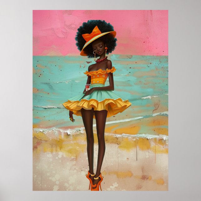 Affiche *~* FD2 Vibrant Tropical GODDESS Black Woman 33 (Devant)