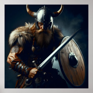 Affiche Fearsome Grizzly Détaillé Viking Warrior Digital A