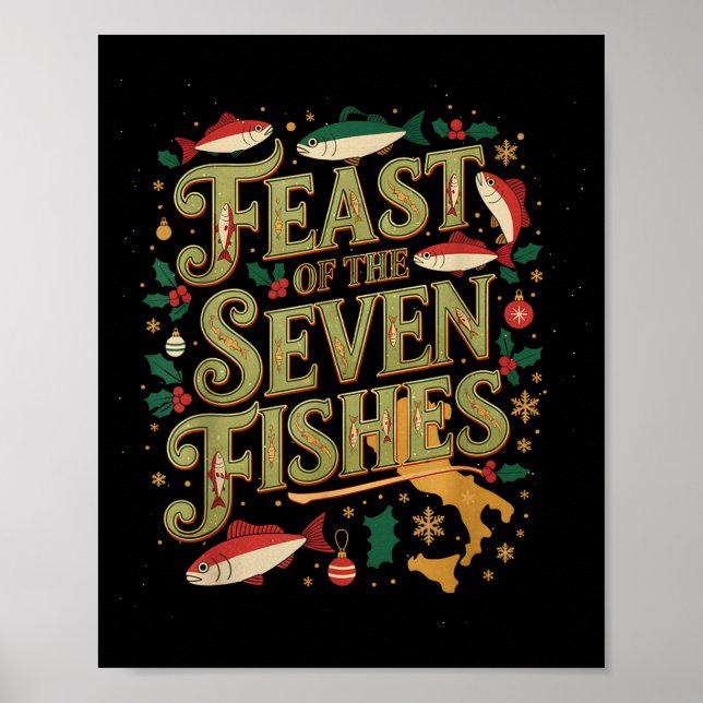 Affiche Feast Of The Seven Fishes Festive Italian Holiday  (Devant)