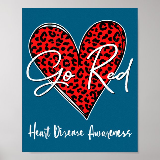 Affiche February Is Red Heart Health Heart Disease Awarene (Devant)