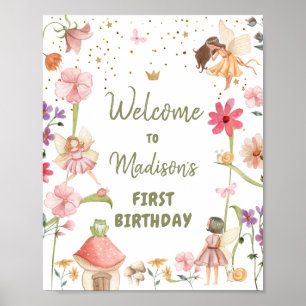 Affiche Fée Anniversaire Bienvenue Forêt Enchantée Fille R