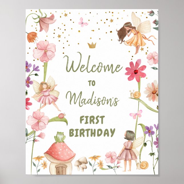 Affiche Fée Anniversaire Bienvenue Forêt Enchantée Fille R (Devant)