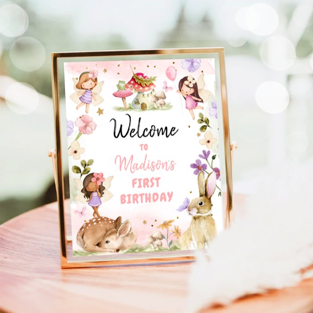 Affiche Fée Anniversaire Bienvenue Forêt Enchantée Fille R (Créateur téléchargé)