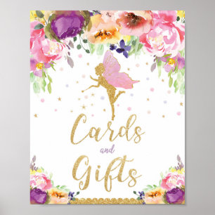 Affiche Fée Anniversaire Cartes et Cadeaux Bébé Fille Douc