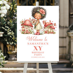 Affiche Fée Capricieuse 6ème Anniversaire Fleurs Roses Bie