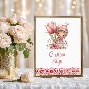 Affiche Fée Capricieuse Fille Rougeur Floral Anniversaire 