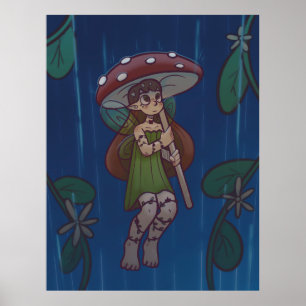 Affiche Fée Champignon de Jour de Pluie