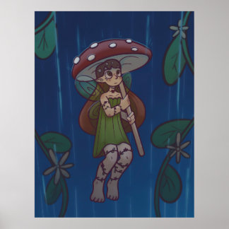 Affiche Fée Champignon de Jour de Pluie