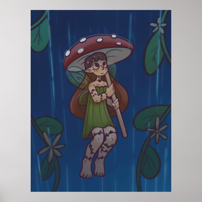 Affiche Fée Champignon de Jour de Pluie (Devant)