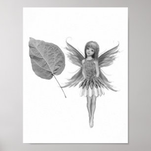 Affiche Fée d'arbre de Catalpa avec la feuille