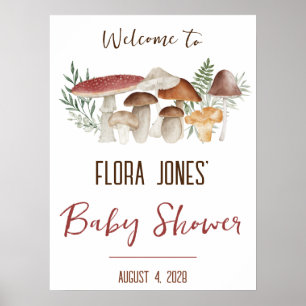 Affiche Fée de bois, Baby shower de champignons Bienvenue
