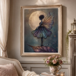 Affiche Fée de clair de lune enchantée Art Fantastique Aqu