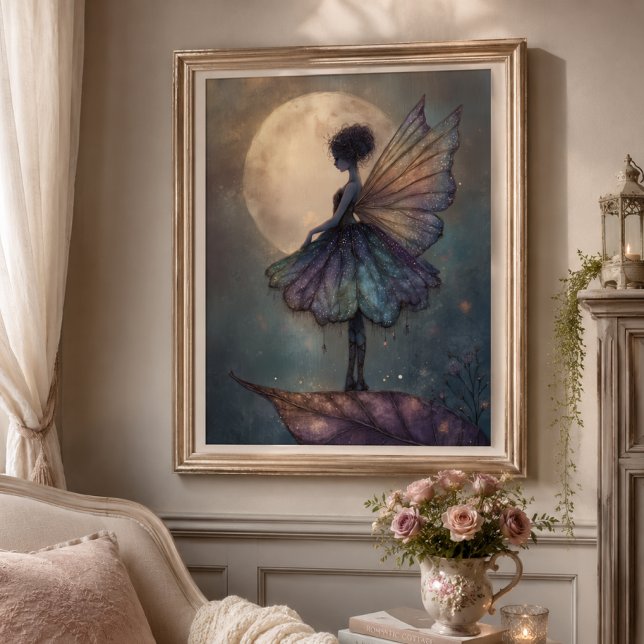 Affiche Fée de clair de lune enchantée Art Fantastique Aqu (Créateur téléchargé)