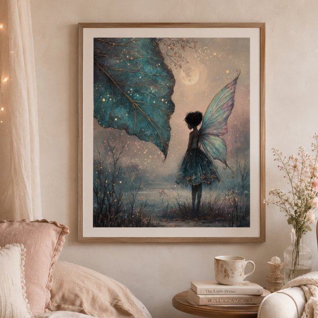 Affiche Fée de feuille enchantée au clair de lune Fantaisi (Créateur téléchargé)