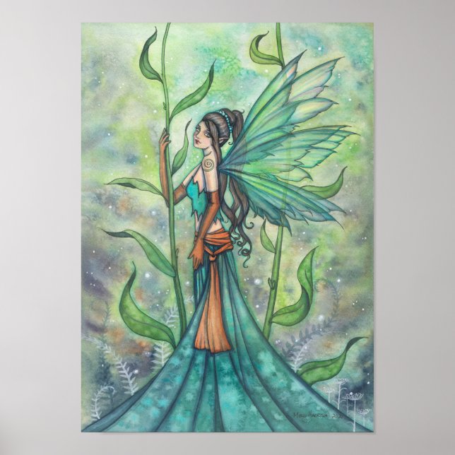 Affiche Fée de jardin bleu-vert par Molly Harrison (Devant)