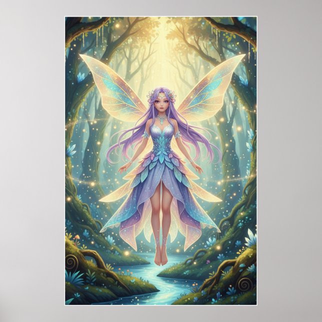 Affiche Fée de la forêt enchantée | Art de fantasy magique (Devant)
