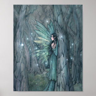 Affiche Fée de la forêt sombre Art de fantasy mystique 