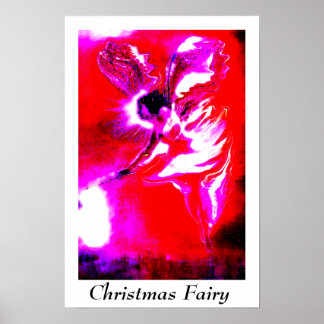 Affiche fée de Noël festive rouge