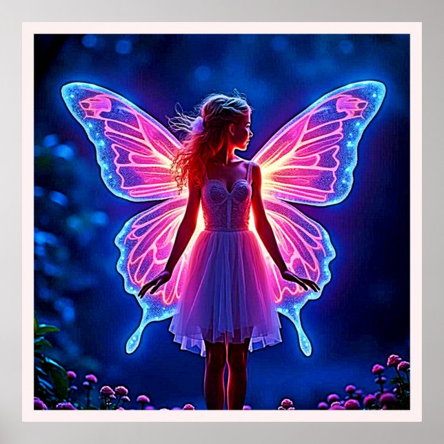 Affiche Fée de papillon mystique éclatante (Devant)